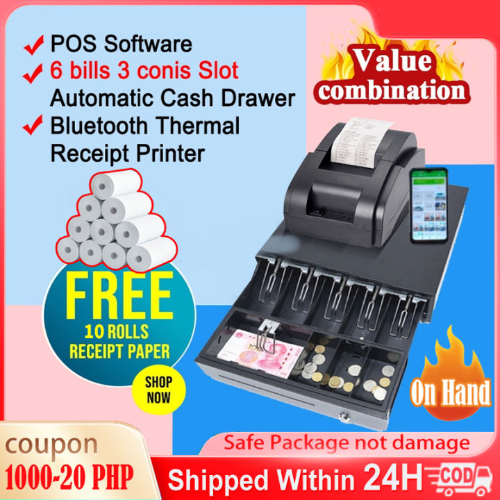 Set】58mm Bluetooth Thermal printer Cash Receipt Printer POS