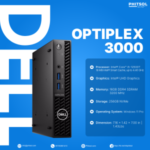Dell Optiplex 3000 Compact Desktop | Intel Core i5-12500T | 16GB DDR4 | 256GB NVMe | Intel UHD Graphics | Windows 11 Pro | New