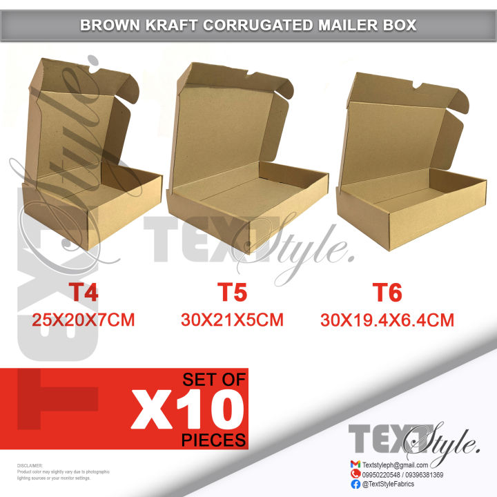 Textstyle T4 T5 T6 T-Mailer Box Corrugated Mailer Brown Kraft Box Packaging Shipping box Gift Box  - Set of 10