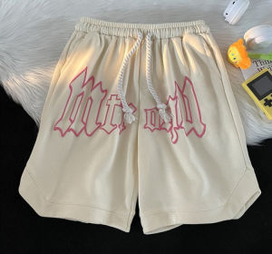 กางเกงขาสั้นสไตล์อเมริกันผู้ชายกีฬาโฟมตัวอักษร in กางเกงห้าจุดลำลองหลวมและระบายอากาศได้