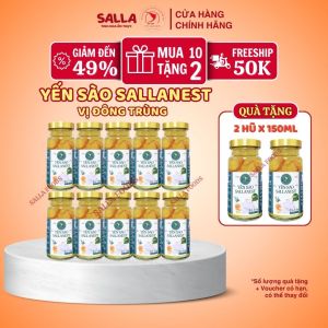 12 Hũ Yến sào SALLANEST 35% Yến tươi vị ĐÔNG TRÙNG - 12 Hũ cao x 150ml - MUA 10 TẶNG 2