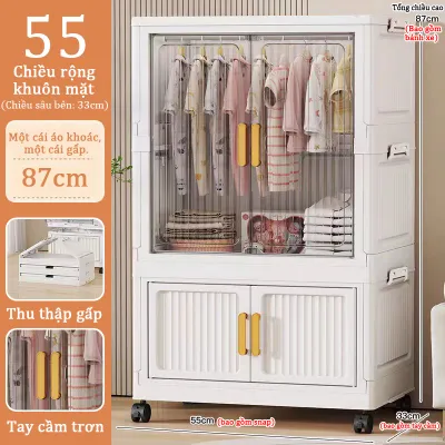 Tủ quần áo đa năng cho trẻ sơ sinh tủ nhựa lưu trữ dung tích lớn trang bị bánh xe xoay 360°.