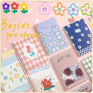 4PCS/Set  A5 Coils Notebook Diary Art Flower Stationery Book Student School Supplies Various Styles Horizontal Line Diary Books Students Use A Notepad