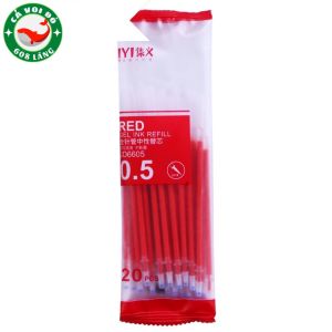 Ngòi bút bi mực gel 0.5mm túi 20 ruột bút màu đen đỏ xanh