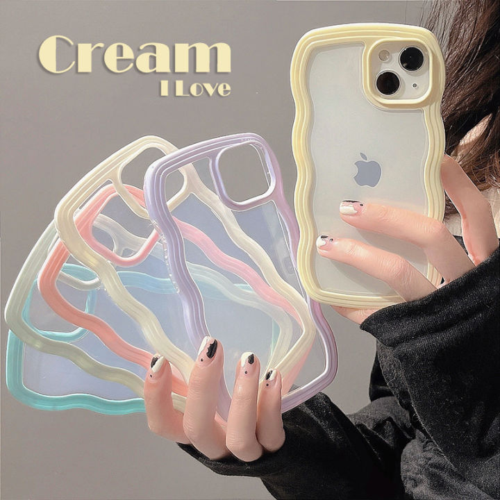 CrashStar 2 In 1 Cream Border Soft Clear Shockproof Phone Case For iPhone 15 14 13 12 11 Pro Max Plus XR X XS Max Fashion Transparent Phone Casing Simple Gentle Phone Cover Shell Top Seller Lazada