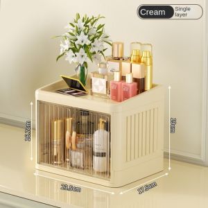 HELUVK Multi Layer Makeup Storage Box Foldable Dust-proof Storage Shelf Household Large Capacity Cosmetics Storage Box Cosmetics Organizer