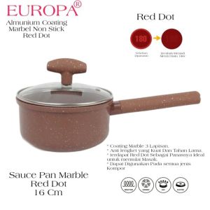 EUROPA SAUCE PAN RED DOT NON STICK ALUMINIUM 16CM & 18CM PANCI SUSU ANTI LENGKET