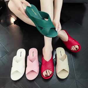 [Free Shipping] WomenS High-Heeled Slippers New Summer Fashion Thick-Soled Wedge Heels One-Strap Design Suitable For Indoor And Outdoor Wear And With A Non-Slip Sole