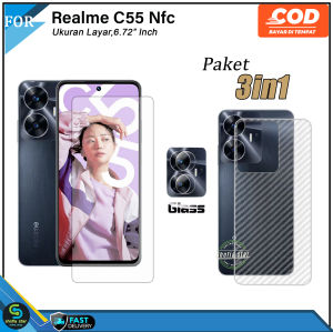 PROMO 3IN1 Tempered Glass Ceramic Matte Realme C55 NFC Anti Gores Kaca Anti Spy Full Cover