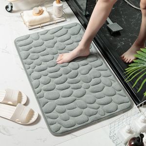 JAYQQ Bathroom Water Absorption Non-slip Carpets Bath Mat Cobblestone Embossed Floor Rug Doormat