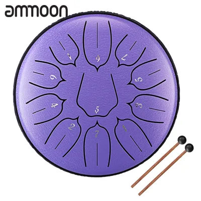 [ammoon]quà bí mật 6 inch 11 Tone Steel Tongue Drum D Key Hand Pan Drums with Drumsticks Percussion Musical Instruments