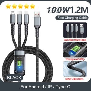 KABEL DATA 3IN1 100W SUPER FAST CHARGING USB MICRO / LIGHTNING / TYPE-C