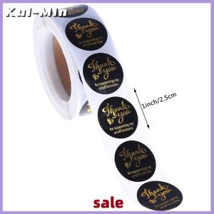 Kui-Min 500pcs Thank you sticker wedding decor seal hot stamping pink black round label