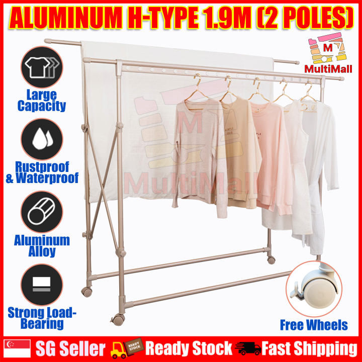 Aluminum Laundry Rack H-Type, Large Capacity Dring Rack Clothes ...