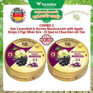 (Combo 2) Kẹo trái cây Cavendish & Harvey vị BLACKCURRANT WITH APPLE FILLING 175gr Nhân Siro