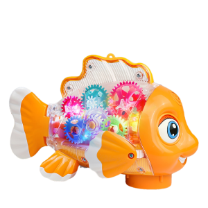 LED Dancing Fish Toy with Rotating Gears - Battery Powered Educational Toy with Lights & Music for Kids 3+ Fun Learning Gift