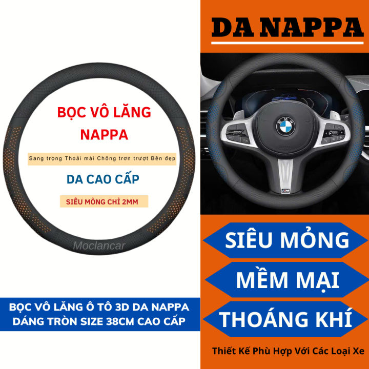 Bọc Vô Lăng Ô Tô 3D Da Nappa Dáng Tròn SIZE 38cm Cao Cấp Siêu Mỏng ...