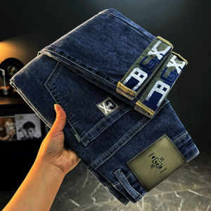 Xintang Jeans Embroidery Autumn Winter Hot-Selling Trendy Fashion Printed Casual Stretch Small Straight-Leg Pants for Men 9097