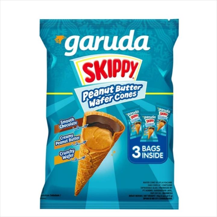 Garuda SKIPPY Peanut Butter Wafer Cones SKIPPY Garuda cone selai kacang isi 3 cones [45 gr]
