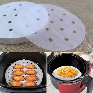 【Local Warehouse】6inches/8inches 100 Sheets Air Fryer Square Baking Paper Silicone Oil Paper for Buncake Paper Saucer Non-stick Steaming Basket Mat Baking Tools Silicone-Oil-Paper