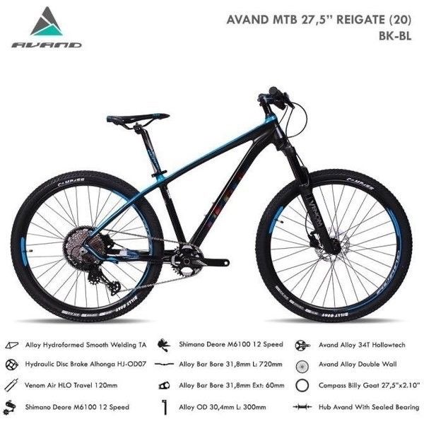 Sepeda Gunung MTB Avand Reigate Sepeda Mtb Warna Hitam Biru