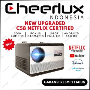 CHEERLUX INDONESIA Proyektor Cheerlux C58 Android Wifi Mirroring Bluetooth 6000 Lumens 1080P Native 4K Supported