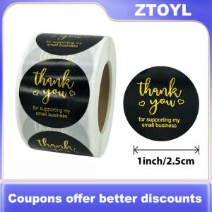 【ZTOYL】 500Pcs Cảm ơn bạn Vòng Sticker sổ lưu niệm thư thủ công dán con dấu Nhãn dán quà tặng đám cưới hoa trang trí