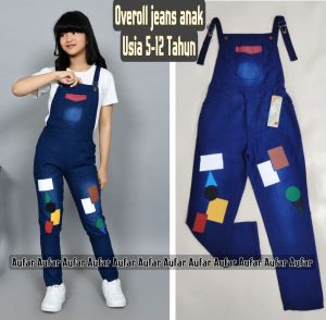5-12 tahun overall panjang jeans anak perempuan kekinian