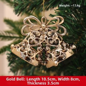 DIVATEN Electroplated Christmas Tree Pendant Gold Snowman Bells Deer Snowflakes Hanging Ornaments Plastic Xmas Tree Ornament Home Decor