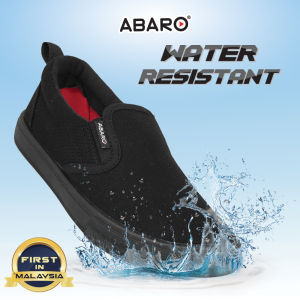 ABARO Water Resistant W2628D W2628B W2628A Anti-Bacterial Canvas Shoes/Black Shoes/Kasut Kalis Air/Kasut Sekolah / KASUT Hitam/防水