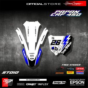 Decal Sticker Papan Nomor dan Spakbor CRF 450 Bebas Reques Ubah Nomor Tambah Nama Terbaru