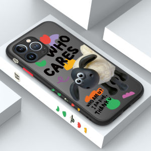 Hontinga Casing Case For iPhone 15 Pro Max 15 Plus 5G Case Shaun The Sheep Side Edge Pattern Design Clear Transparent Phone Case Cover Lens Camera Protector Casing Hard Case For Boys For Girls