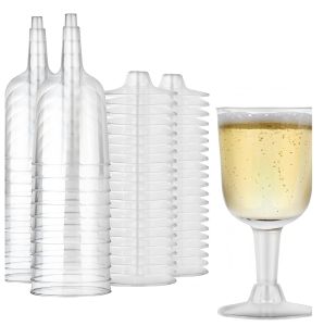 20Pcs Plastic Disposable Clear Champagne Cocktail Glasses Wine Cups Birthday Party Wedding Dessert Cups