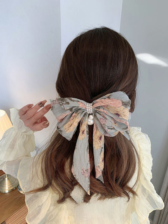 Maidu Jewelry Big Bow Floral Hair Clip for Women Latest Back of Head ...