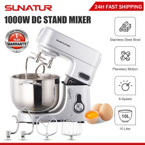 SUNATUR 10L/1000W DC Motor Mixer Heavy-Duty Metal-Bodied Commercial Blender Multifunction Double Dough Hook Beater MK-2710DG