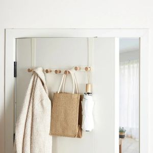 Over The Door Hook HangersEntryway Bedroom Organizer Rack for Scarf Hat Belt Coat BagHousekeeping Organizers with Wooden HooksEntryway Bedroom Organizer Rack for Scarf Hat Belt Coat BagHousekeeping Organizers with Wooden Hooks
