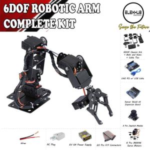 ELEXHUB 6DOF Metal Robotic Arm Complete Kit for STEM and Engineering Courses Robotics Arm