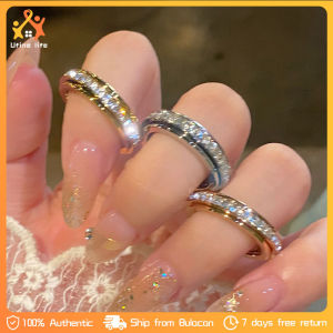 Simple Single-Row Rhinestone Ring Inlaid Zircon Titanium Steel Ring Couple Ring Gift