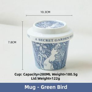 เซรามิคสไตล์ยูโรป280มล. ถ้วยมีฝาปิดที่มีประโยชน์แก้วกาแฟกล่องของขวัญถ้วยคู่แก้วลาเต้สองชั้น