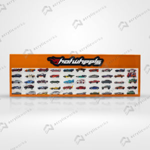 RAK HOTWHEELS ACRYLIC ISI 50 DENGAN LOGO MODEL MEMANJANG SKALA 1:64
