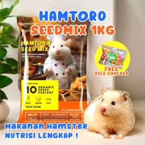 Hamtoro Seedmix EXTRA OATS Makanan Hamster 1 kg BONUS Rice Cracker Hamster Food With Salmon Oil