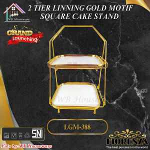 Tempat Kue Buah Keramik Rak Susun Tingkat 2 Motif Marble Fiorenza Gren marble MT-388