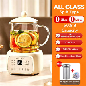 【FREE FILTER】500ML Health Pot Electric Kettle 6 Preset Programs Borosilicate Glass Herbal Tea Sweet Soup Cooker 24h Reservation Teakettle 400W