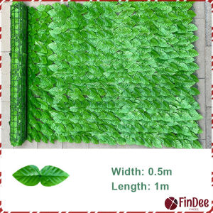 FinDee หญ้าเทียมพลาสติก ใบไม้เทียมตกแต่งผนัง 3D ขนาด 0.5x1 เมตร รั้วต้นใบไม้ปลอม ถอดออกได้ Artificial leaf fence
