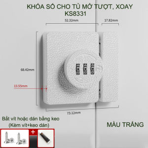 Khóa số cho tủ ngăn kéo bàn thế hệ mới không cần khoan lỗ mở xoay trượt đều được KS8331