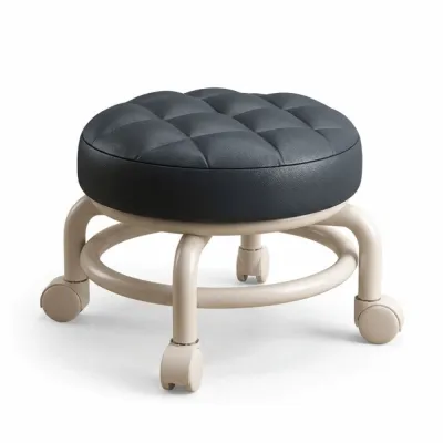 MAOMEI STUDIO Hình tròn Ghế đẩu có bánh xe trượt Ghế có đệm Bánh xe đa năng Ghế thấp 360 ° Sự xoay chuyển Khung chắc chắn Ghế tròn có bánh xe đa năng Hoạt động trong nhà