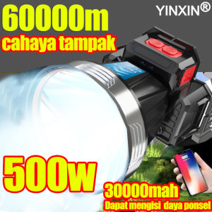 Cahaya tampak 9000 meter YINGXIN Senter Cas Super Terang Kepala 500w Tahan 900 Jam SENTER KEPALA Super LED Baterai Lithium Super Terang Cahaya Putih Paling Terang Senter Tahan Air Terang Jarak Jauh Senter Kepala Super Terang Led Jarak Jauh Tahan Air