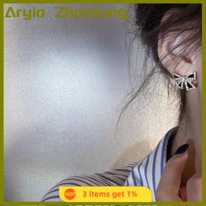 Aryio New Trendy Inlaid Rhinestone Bowknot Stud Earrings For Women Personality Unique Design Earrings Wedding Jewelry Birthday Gift