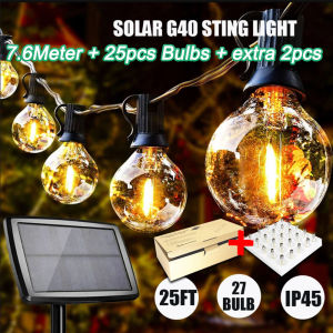 Solar Fairy Lights Lampu Christmas lights LED String Light G40 Tungsten Bulb 25PCS Bulbs Outdoor Waterproof Party Wedding Garden Decor Christmas Decoration