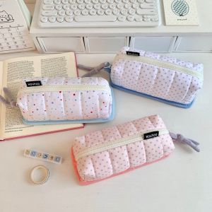 WAPKTY Large Capacity Pencil Case Creative Dot Pattern Pencil Box Portable Stationery Bag School Supplies